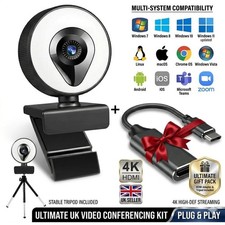 4k Webcam for PC with Microphone, Computer Camera for Streaming Zoom ,skype UK