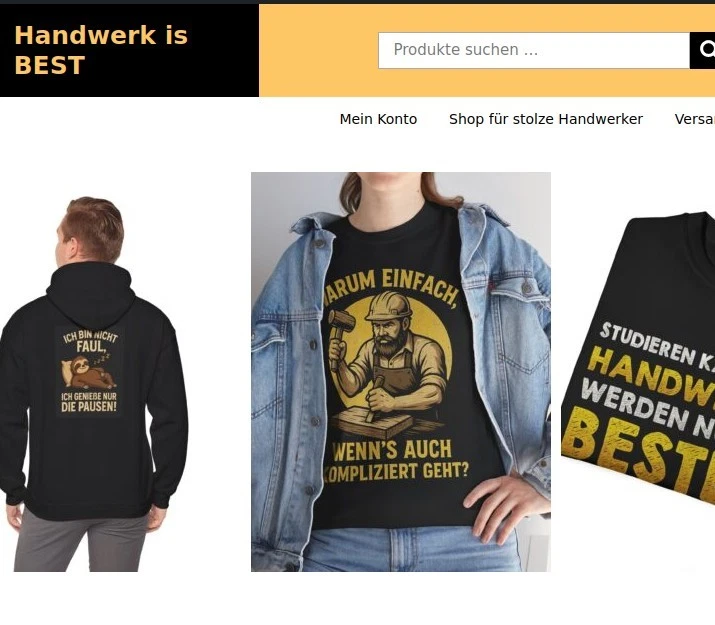 Onlineshop Handwerker-Shirts.de Erfolgreich Designs Print on Demand Dropshipping - Bild 3 von 3