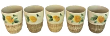 Set of 5 Maruhon Ware Hand Painted Japan Fruit Motif Cups 3" Tall 4 oz