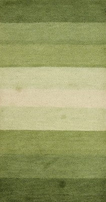 Green Striped Oriental Accent Rug 2x5 Hand-knotted Wool Modern Carpet