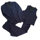 Hugo Boss Men's Navy Blue Checked Italian Virgin Wool 3 Piece Suit ~ Size UK 46