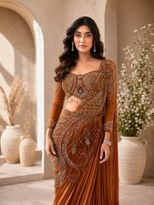Ready-to-Wear Designer Saree for Adults Bollywood Party and Indian Pakistani Wed