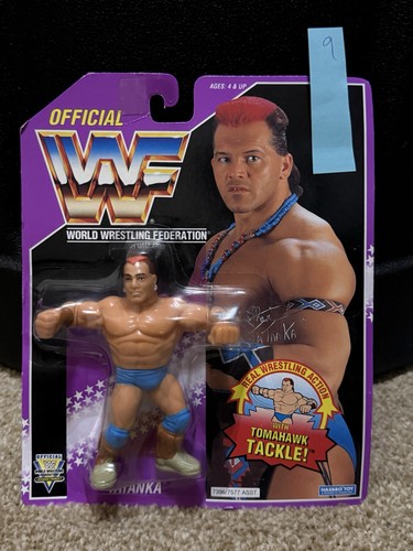 WWF TATANKA FIGURE HASBRO RARE PURPLE CARD VERSION...
