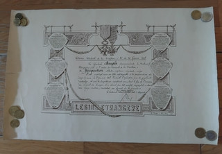 WW1 Légion étrangère Faits d'Armes Diplôme Division Marocaine Capit. Jacquesson
