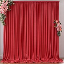Backdrop Curtains 10ft x 8ft Red Polyester Photo Drapes 2 Panels 5x8ft