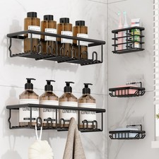 Black, 5 Pack Adhesive Bathroom Holders Dispensers for Kids Adults