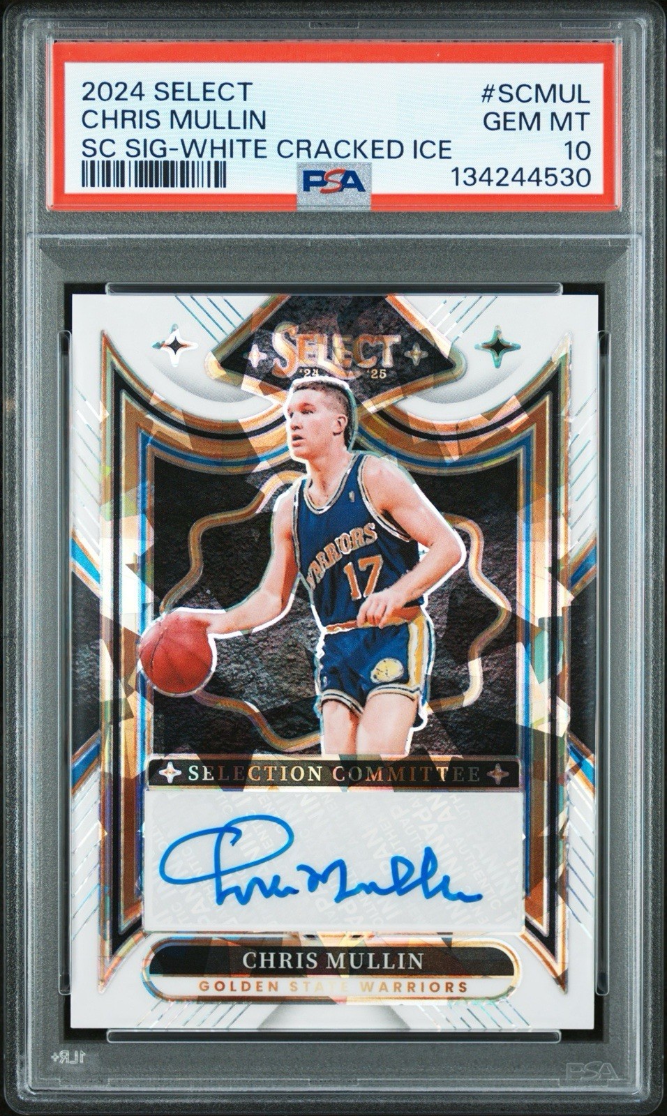 2024 Select Chris Mullin #SC-MUL White Cracked Ice Auto /25 PSA 10 POP 1 # SCMUL view 1