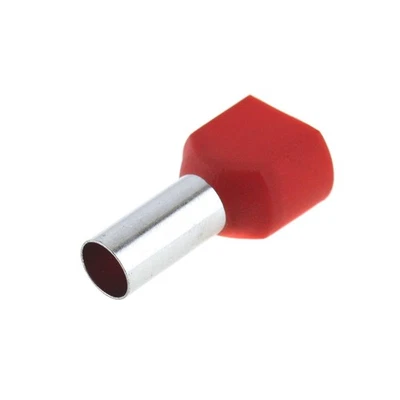 Zwillingsaderendhülsen 2x10,0mm², Rot – 100 Stück | Isolierte Twin Aderendhül... - Bild 1 von 2