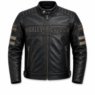  Harley-Davidson Genuine Cowhide Leather Motorcycle Biker Jacket Black