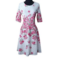 🆕️ Charter Club White Floral Lace Overlay Fit & Flare Dress WOMEN'S SIZE: S