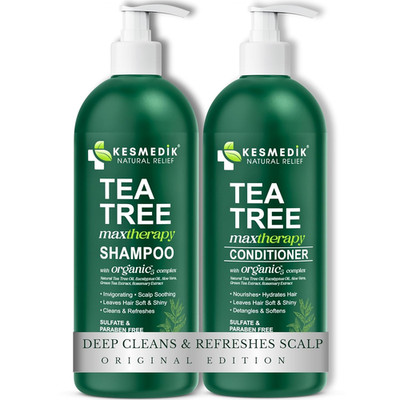 Tea Tree Oil Shampoo and Conditioner Maxtherapy Set, Itchy Scalp Relief, Refresh