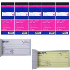 5 x Carbonless Cash Money Rent Receipt Record Book 2 Part 50 Sets Duplicate Copy
