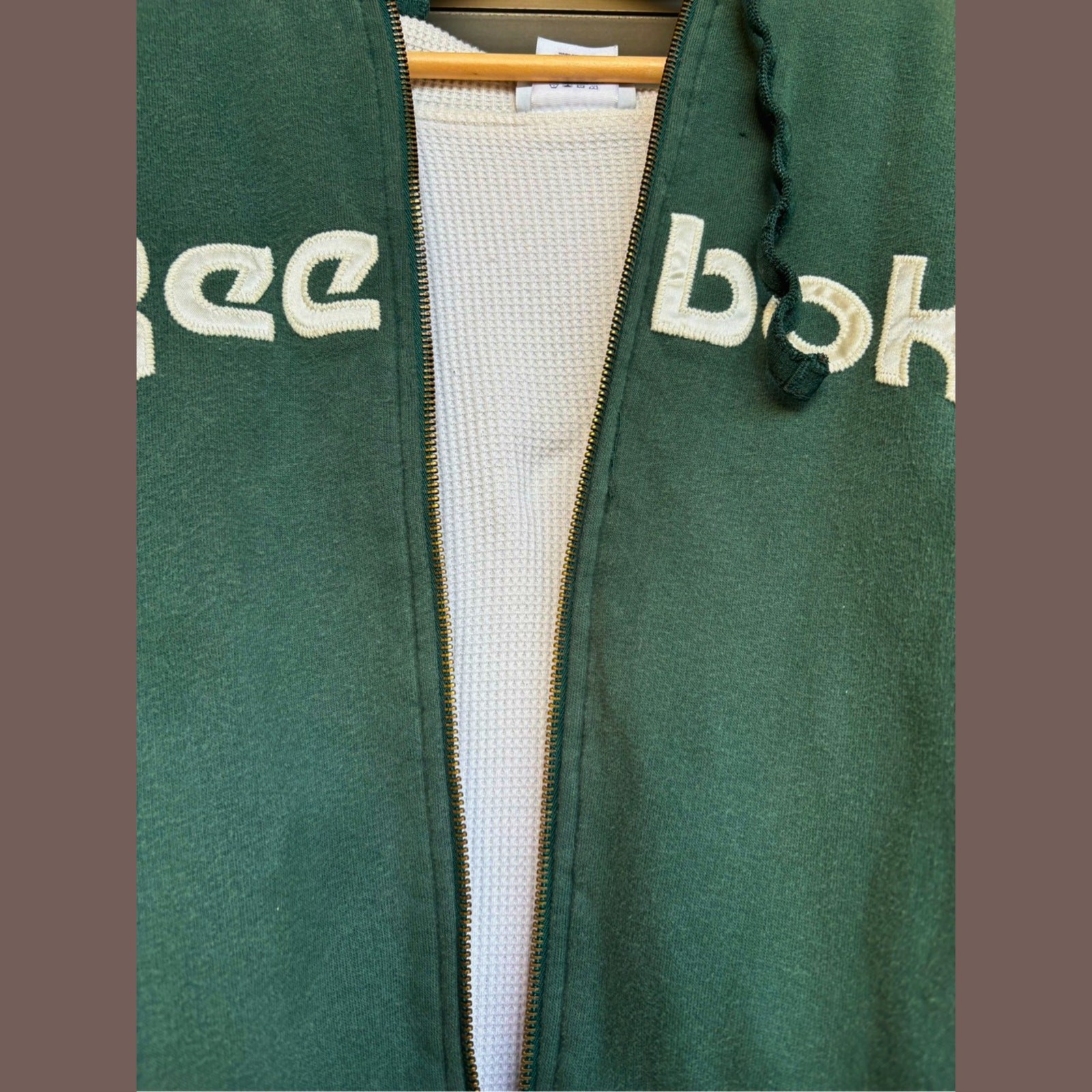 Vintage Reebok Zip Hoodie Green Embroidered Logo Full Zip Size L 2000s Taiwan image 6
