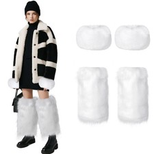 Fuzzy White Leg Warmers White Fuzzy Arm Warmers for Women Boot Covers Winter ...