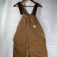Carhartt 6FBZ BRN Double Knee Carpenter Bib Overalls Made In USA 38 x 30