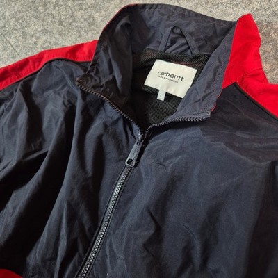 Carhartt WIP Terrace Jacket Black / Red / White - Größe L   Full-Zip, Logo Ärme