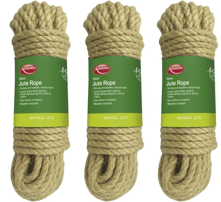 3x Ambassador Natural Jute Gardening DIY Washing Clothes Pulley Line Rope - 15m