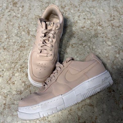 Nike Air Force 1 Pixel Women's Beige White Leather Low Top Sneakers Size 10