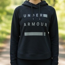 Under Armour Women's XL Rival Fleece Logo Hoodie Black Cowl Neck Sweatshirt