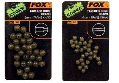 FOX Edges Tapered Bore Beads Trans Khaki 6mm