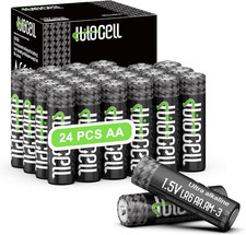 AA Batteries 24 Pack, Double a Alkaline Batteries Bulk Heavy Duty, 10-Year Shelf 0.56 per gallon