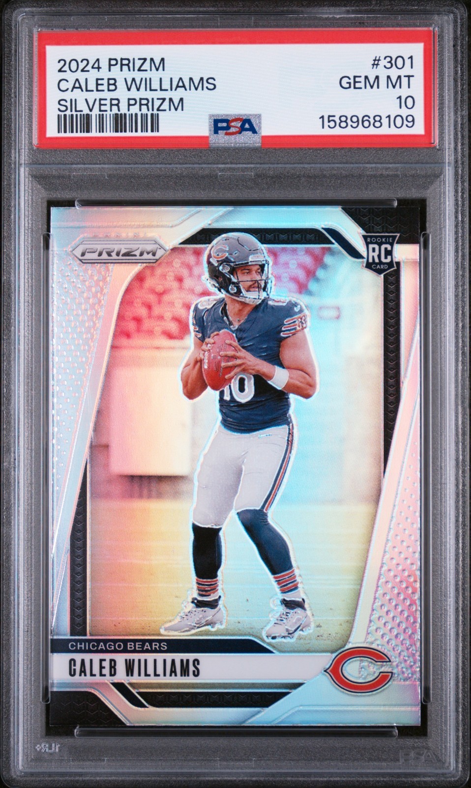 CALEB WILLIAMS 2024 PRIZM SILVER ROOKIE RC #301 PSA 10 GEM MINT BEARS #158968109