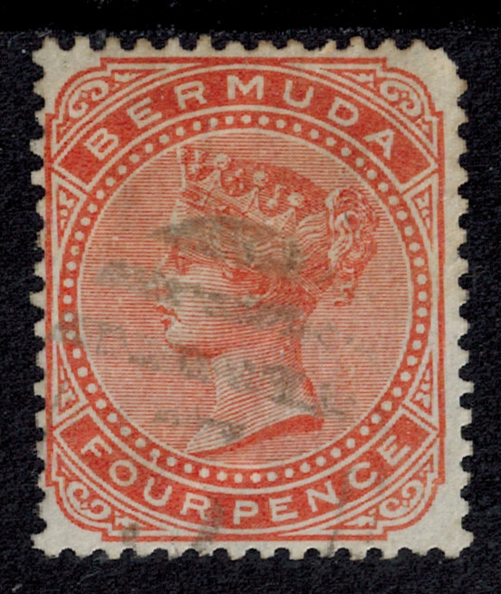 Bermuda 1880 SG 20w 4d Orange-Red w/INVERTED WMK Used GEM CV L1600