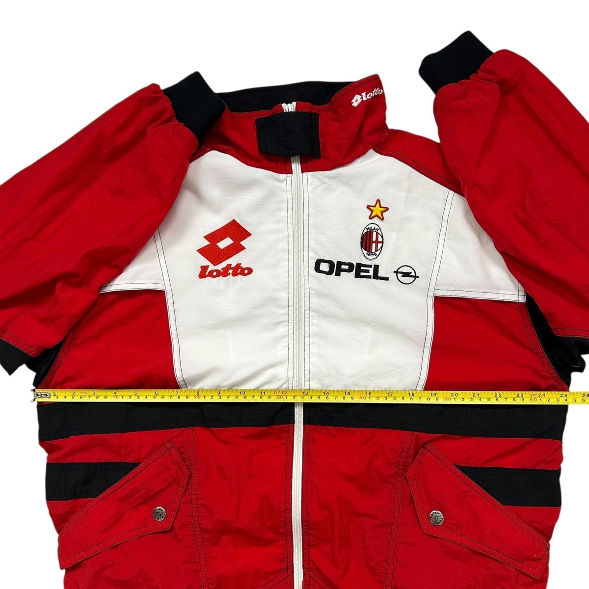 VTG 90s AC MILAN LOTTO OPEL TRACKSUIT SET UP JACKET PANTS FOOTBALL