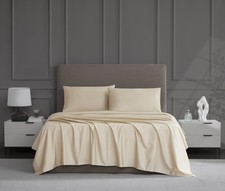 Luxury 1200 Thread Count Full Size Sheets Set, 4 Pieces, Cotton Rich, Beige, ...
