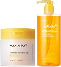 medicube Kojic Acid Body Wash Prep Duo: Kojic Acid Turmeric Toner Pads and Tur