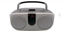 SRCD243 Portable CD Player with AM/FM Radio, Boombox Silver 