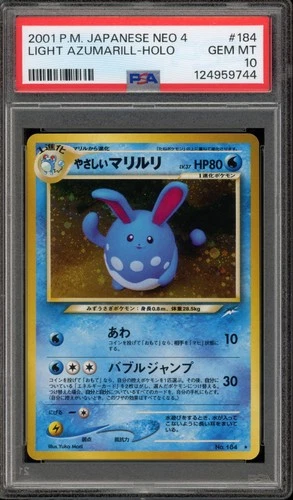 Pokemon Light Azumarill Neo 4 Japanese Holo Rare #184 PSA 10 Gem Mint