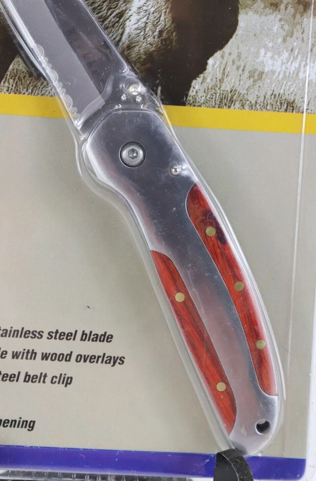 Cuchillo Plegable Trekker Scout 420 Mango Superpuesto Madera Inoxidable Hoja 3.5" Nuevo Foto 2 de 4