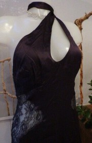 Agent Provocateur Soiree deep violet silk Dress M L lace purple maxi gown slip