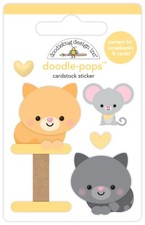 Crafts Doodlebug Doodle-Pop Stickers Playful Pals Cats Kittens Mouse Hearts