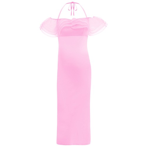 Maternity Women Nightgown Calf Length Pregnant Halter Party Elegant Dress Tulle - Picture 29 of 59
