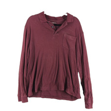 Croft Barrow Men Polo Shirt LARGE Maroon Knit Pullover Casual 100 Cotton