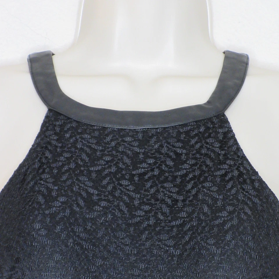 Guess Women's Black Lace Faux Leather Halter Knee Length Dress SZ4 B61 - Image 2 of 4