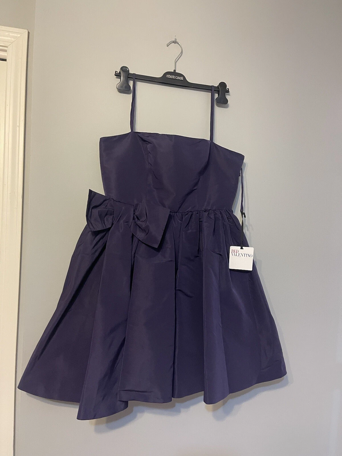 NUOVO ROSSO VALENTINO taglia 48 (EU) L XL viola taffettà splendido abito Italia $795