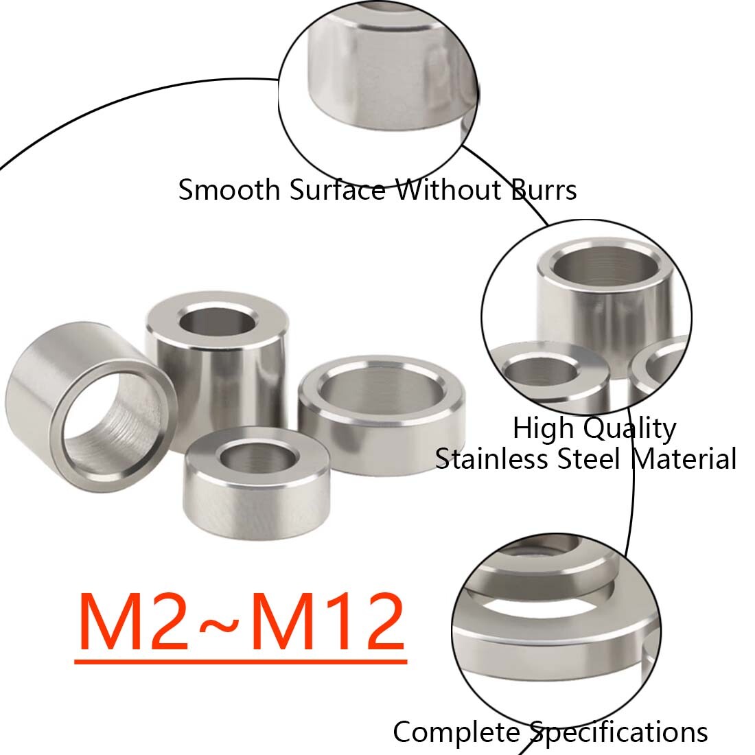 M2M12 Stainless Steel Spacers Standoff Unthreaded Round Bushing Sleeve Washers eBay