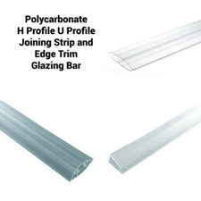 Clear Polycarbonate H-U Profile Joining Strip & Edge Trim Snap-Down Glazing Bar