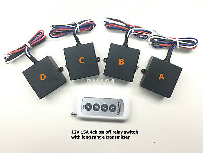 12v 15A 315mhz 4ch on off relay switch 1 LONG RANGE remote control RM104P