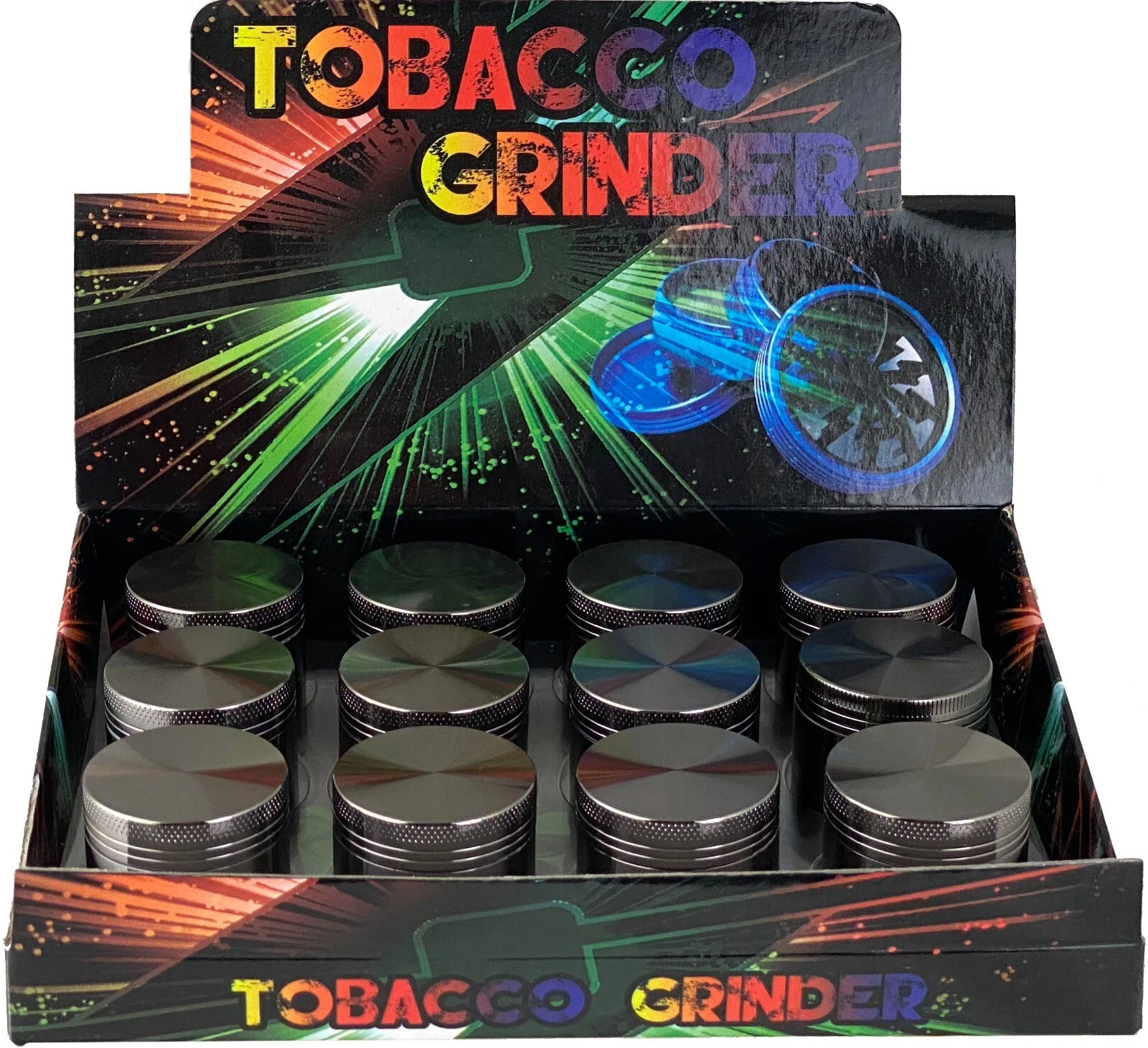 12 PACK 1.6" Tobacco Herb Grinder Spice 4PC Gunmetal Chromium Alloy Crusher