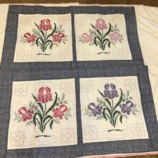 hand embroidered Pillow Shams Lot Of 2 King Size Flowers Crafts Repurposed