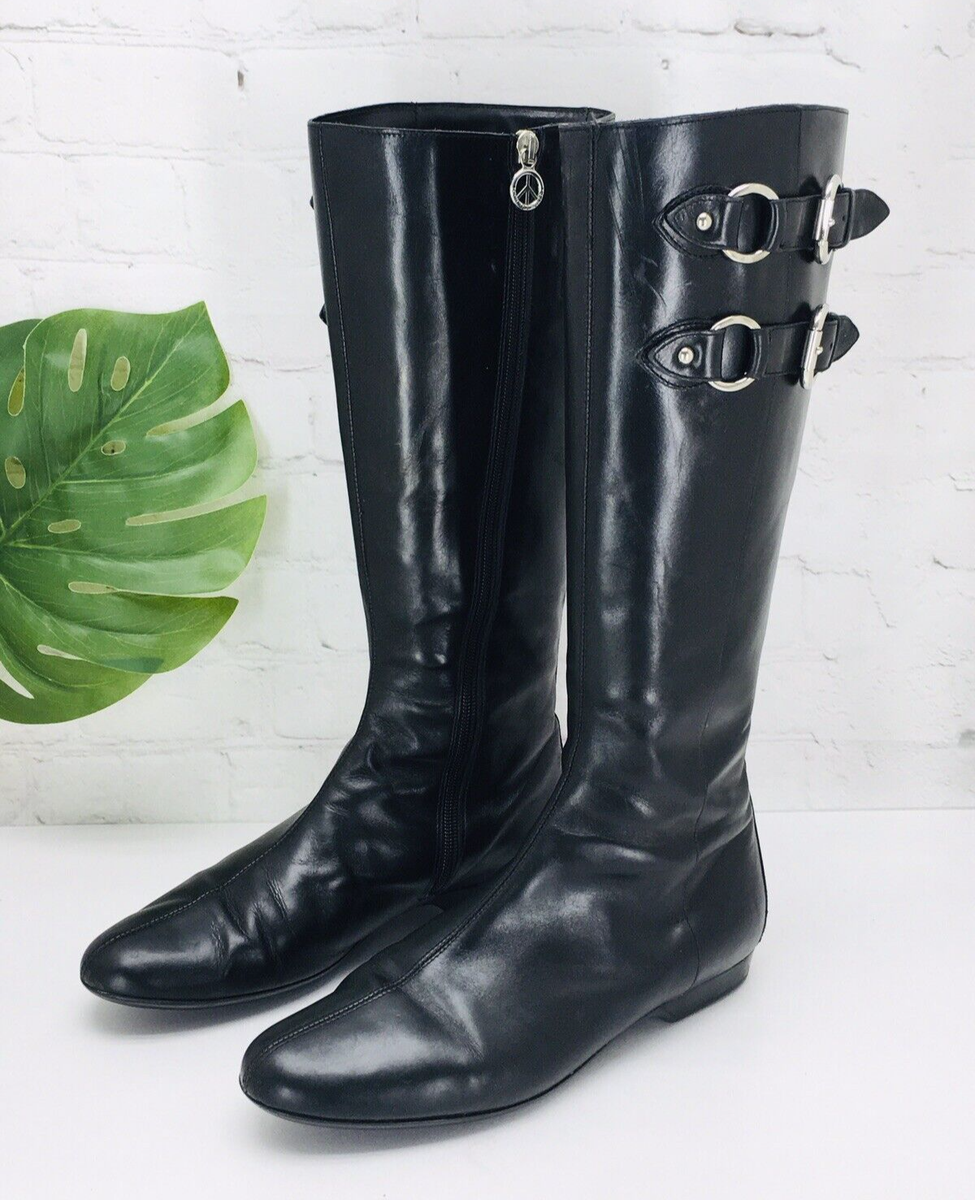 Donald J. Pliner Black Leather Boots Donald J Pliner Leather Platform Lug Sole OTK Over the Knee  main image 2
