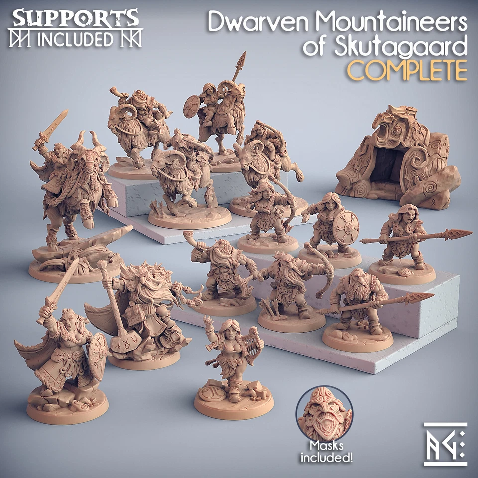 Artisan Guild Miniature D&D/wargames Dwarven Mountaineers in resina 3d print