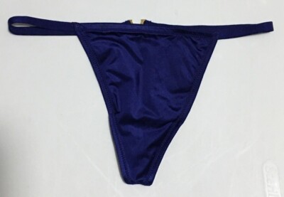 Victorias Secret Blue V-String Thong Size S-L Love By V Logo Back Silky Front