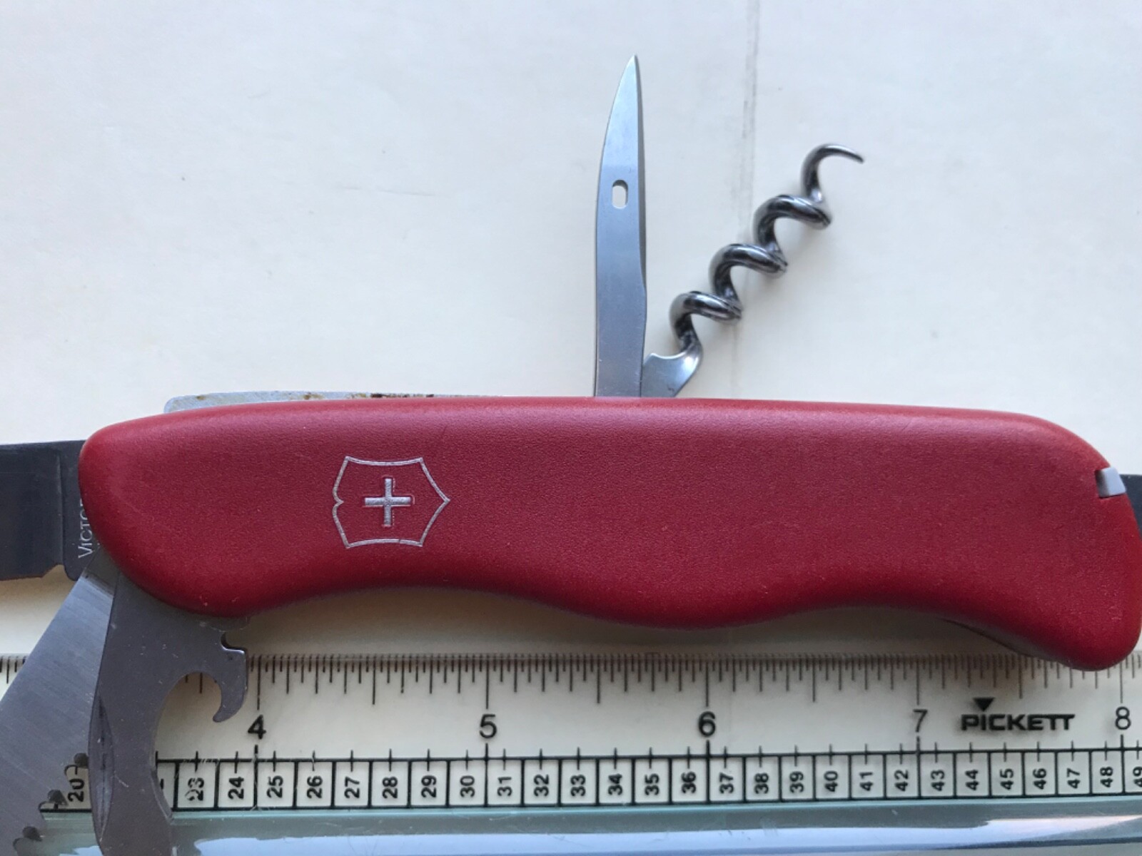 Discontinued Victorinox 111mm Rucksack Knife Side Locking Blade Red