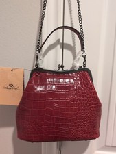 Patricia Nash Kiss Lock Crossbody Laureana Croc /Red NWT