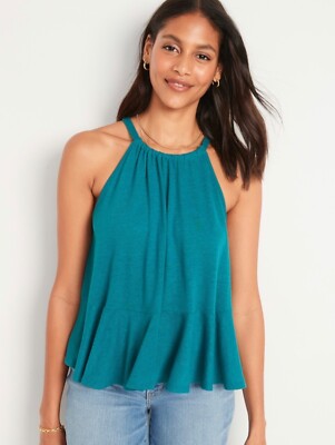 Old Navy Women's Size Small ~ Linen-Blend Peplum Halter Swing Top ..$25 NWT